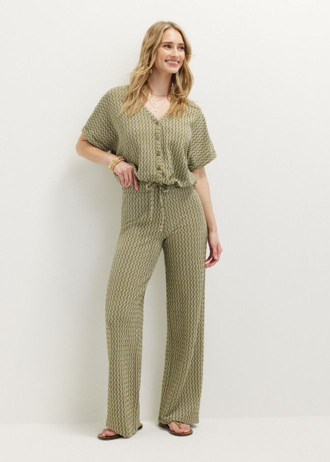 Wijde broek met structuur