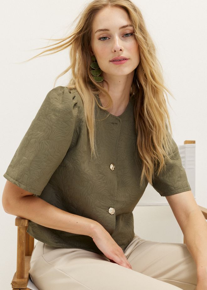 Blouse met jacquard details