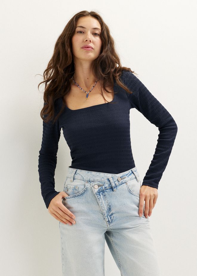 Longsleeve met vierkante hals